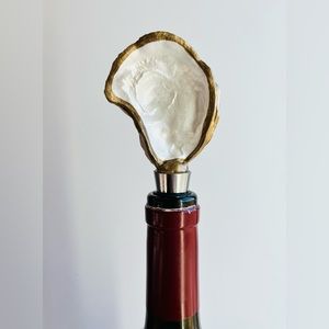 Oyster Shell Wine Bottle Stopper, Beach Decor, Housewarming Gift.